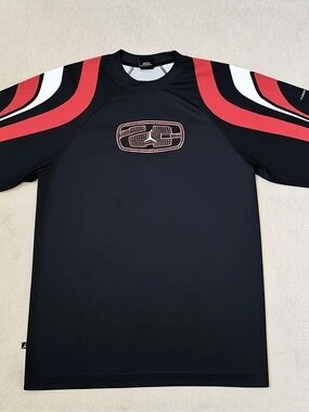 Jordan Black Long Sleeve Athletic Top with Red and White Sleeve Accents